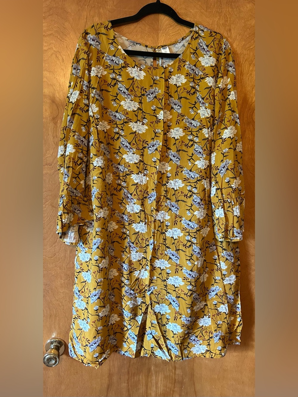 Mustard Floral Button-Front Tunic Dress Old Navy XXL
